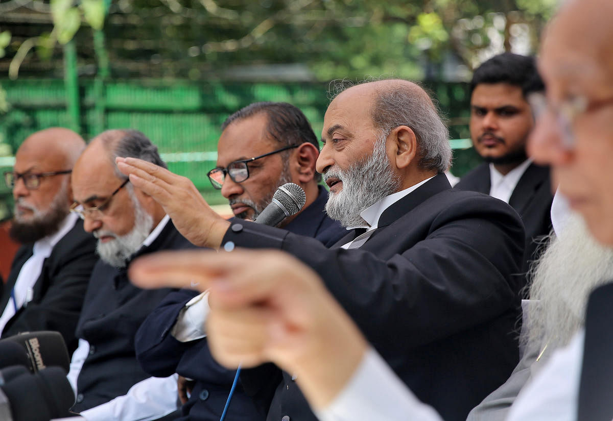 Zafaryab Jilani, a lawyer of All India Muslim Personal Law Board, speaks during a news conference after Supreme Court's verdict on a disputed religious site in Ayodhya, in New Delhi, India November 9, 2019. (REUTERS)