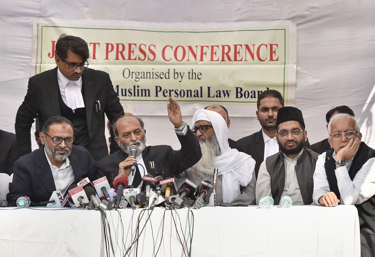 Muslim leaders addresses a press conference after the Supreme Court verdict on the Ayodhya (PTI Photo)
