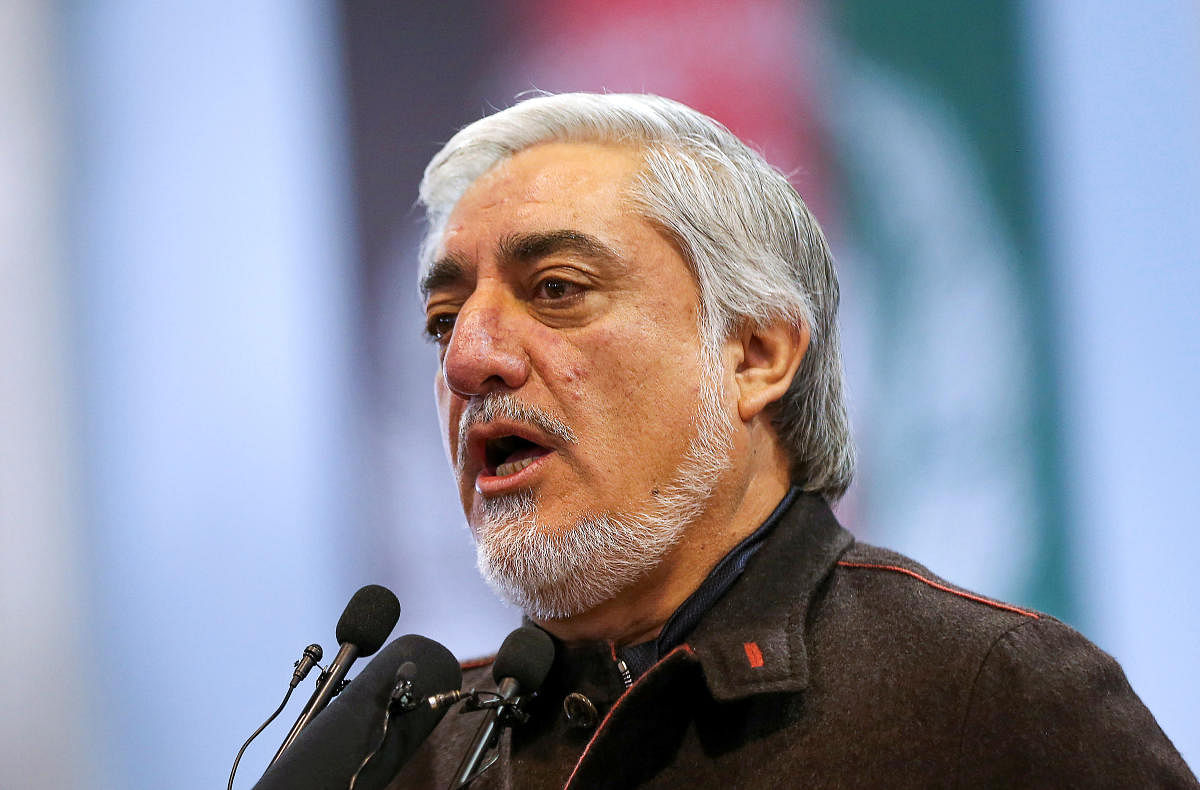 Afghanistan's presidential candidate Abdullah Abdullah speaks during a gathering with his supporters in Kabul. (REUTERS)