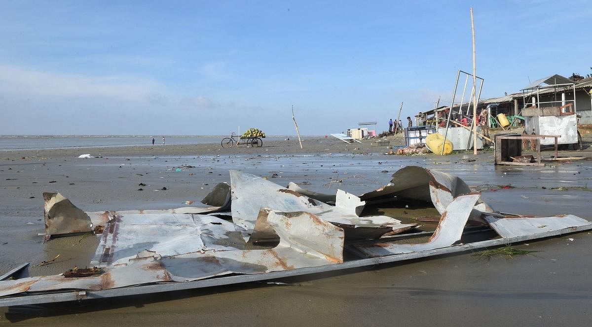 Rubble lies along a beach in the aftermath of cyclone 'Bulbul', at Bakkhali, in South 24 Parganas district of West Bengal. (PTI Photo)