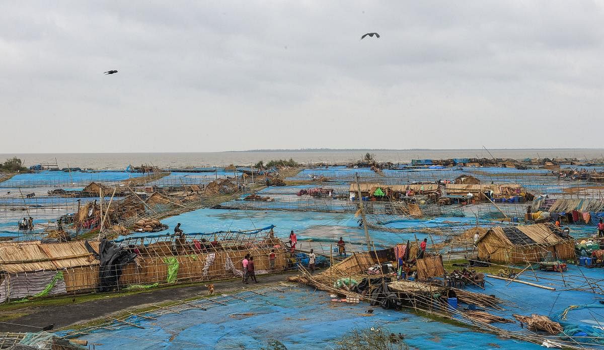 A wiew of destroyed fisherman village in the aftermath of cyclone 'Bulbul', at Fraserganj. (PTI Photo)