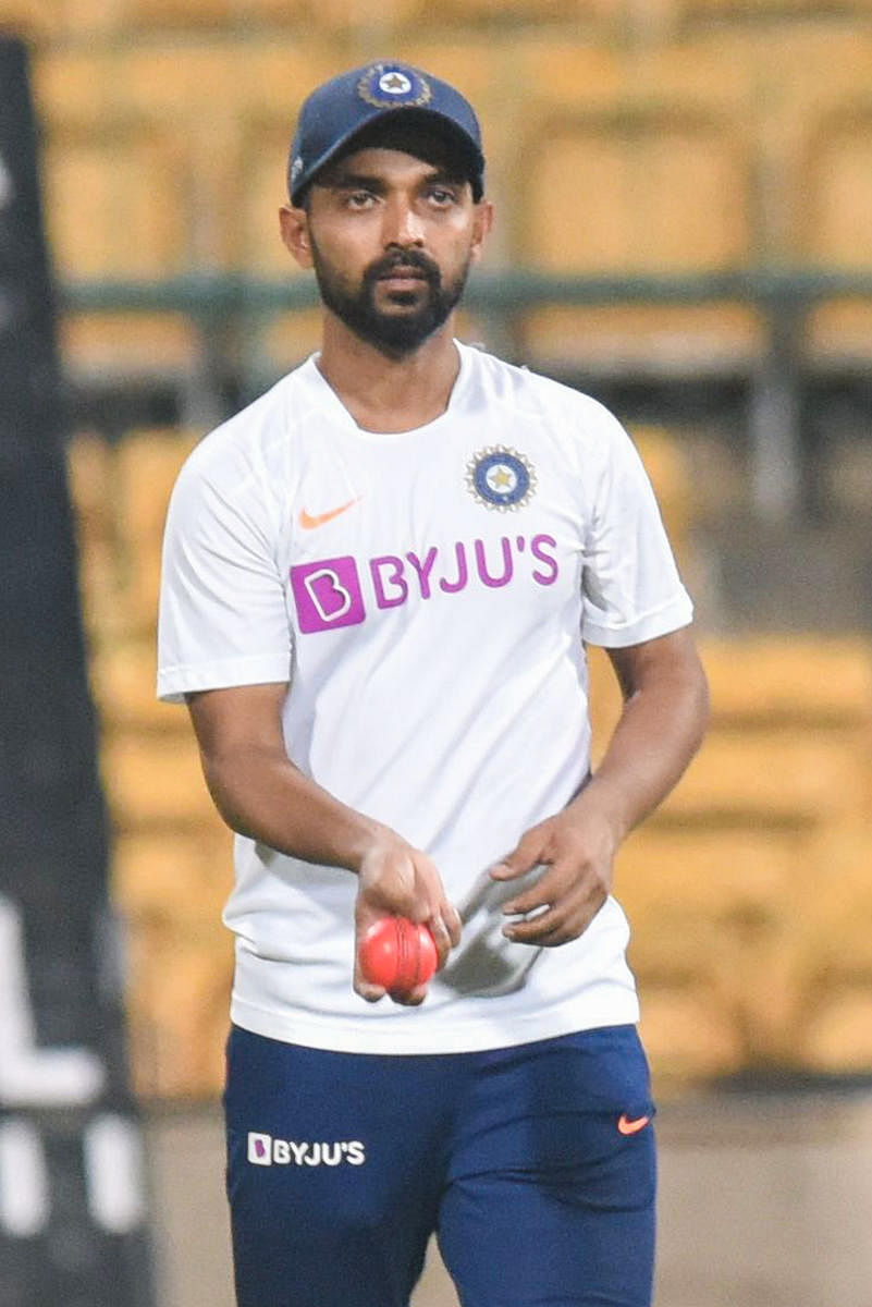Ajinkya Rehane Indian Cricketer at pink ball Cricket practice session at Chinnaswamy Stadium in Bengaluru (DH Photo)
