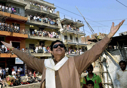 BJP candidate Shatrughan Sinha during an election campaign in Patna. PTI Image