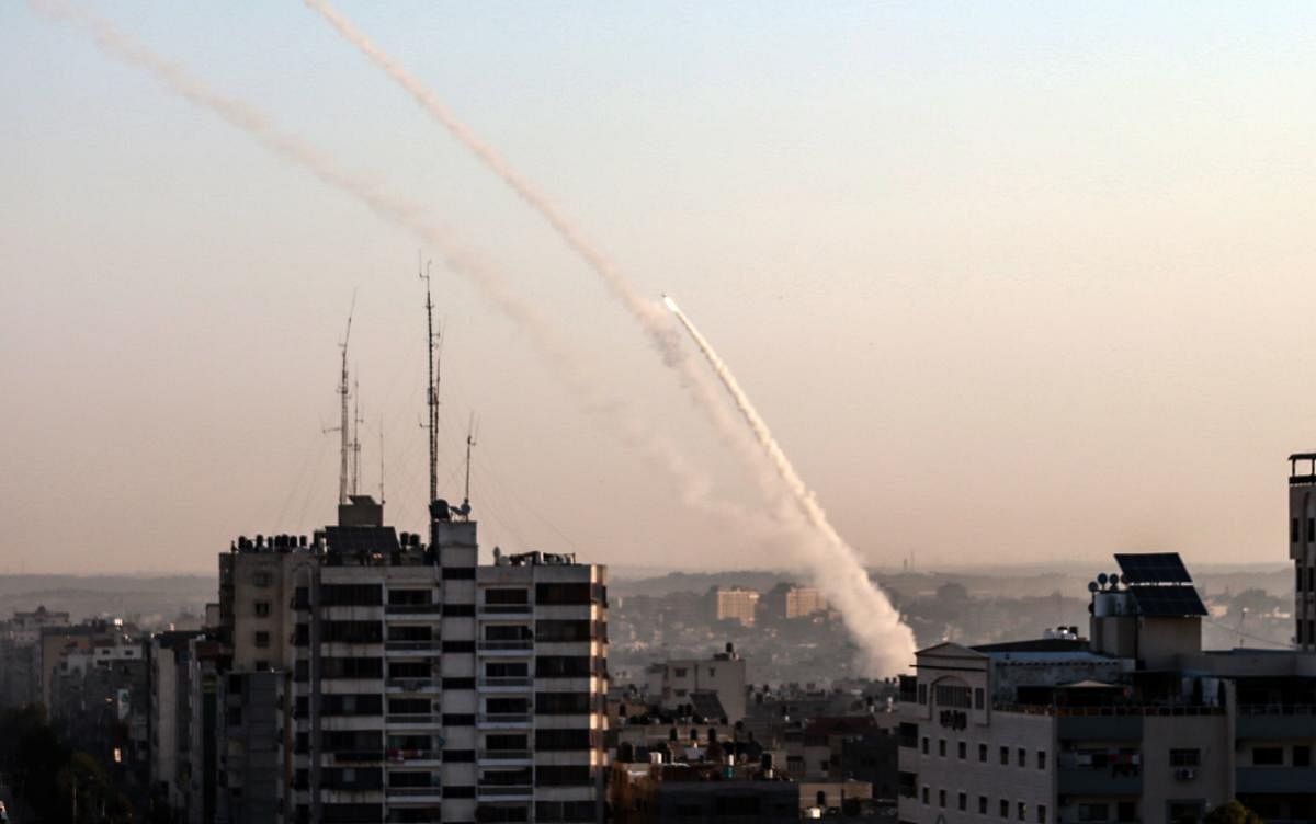 Palestinian rockets are being fired from Gaza city. (Photo by AFP)