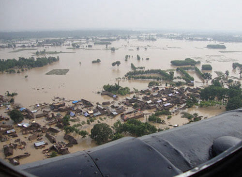 An aerial view of flood affected of Bahraich in Uttar Pradesh  PTI photo