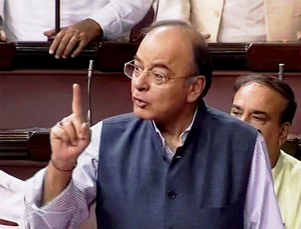 Finance Minister Arun Jaitley today introduced a bill to repeal SBI (Subsidiary Banks) Act and State Bank of Hyderabad Act following the merger of five associates with the parent SBI. Photo credit: PTI.