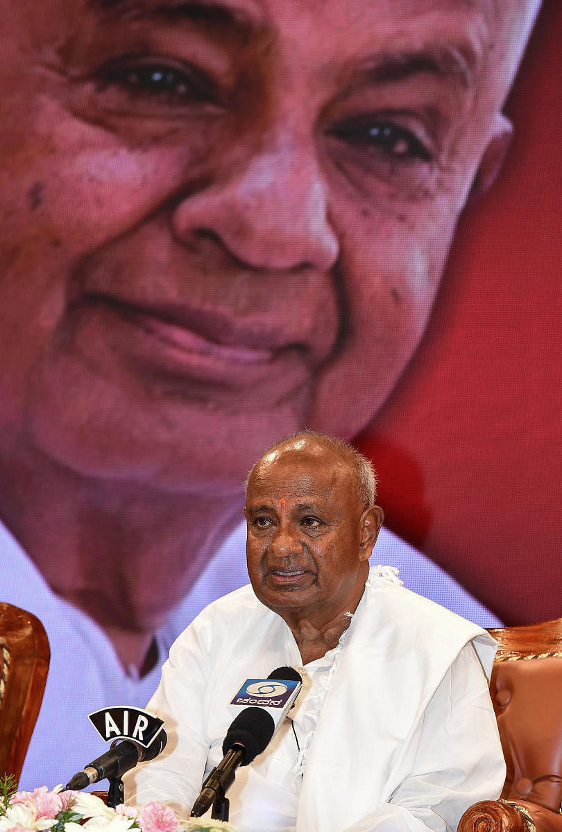 JD(S) supremo H D Deve Gowda (Photo by ANAND BAKSHI)