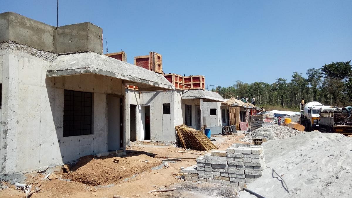 Work on the houses in Karnangeri village is in progress.