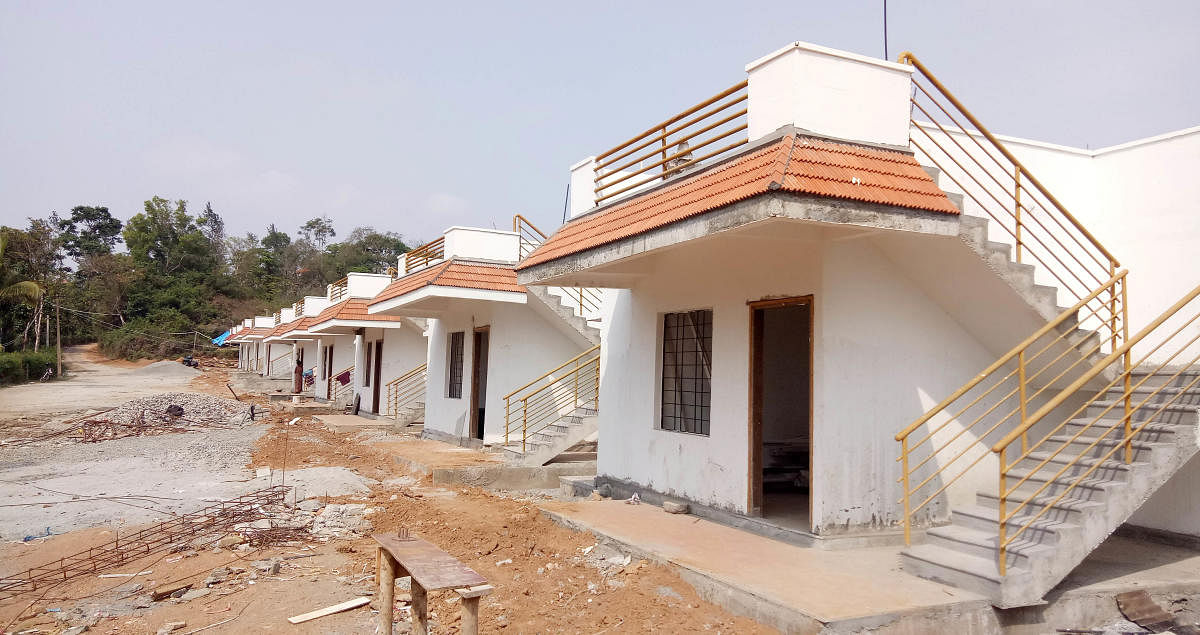 The houses constructed for the flood affected people at Karnangeri in Madikeri taluk.