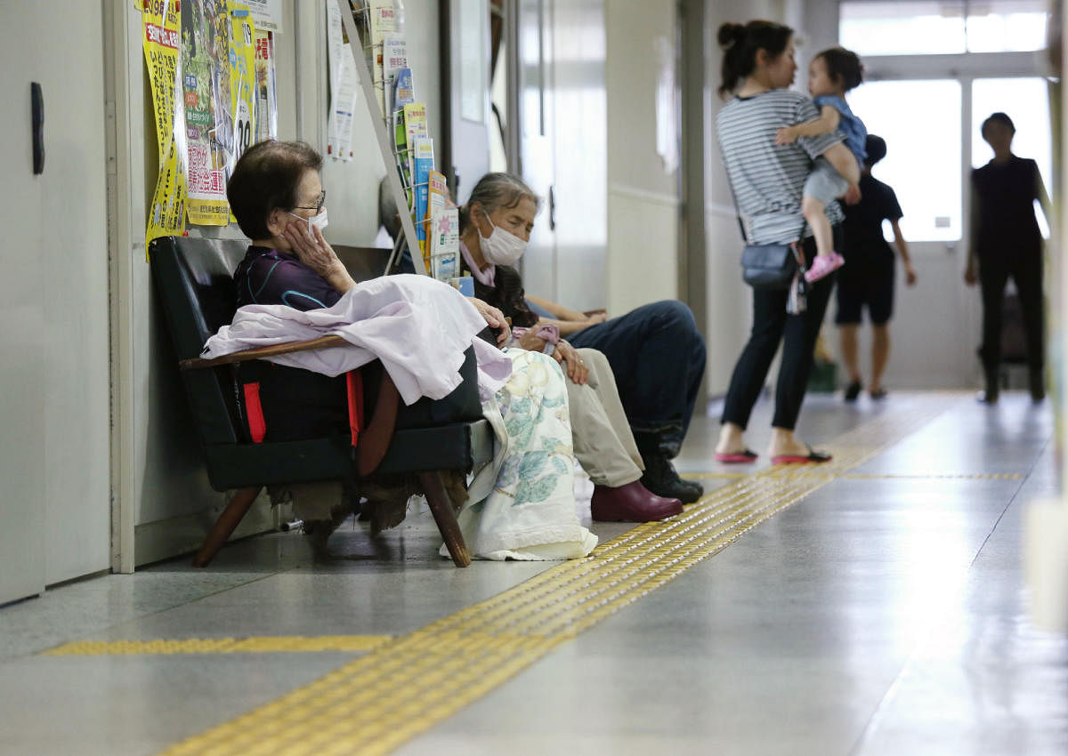 Residents take shelter in an evacuation centre in Aira, Kagoshima prefecture on the southern Kyushu island. Jiji press AFP photo