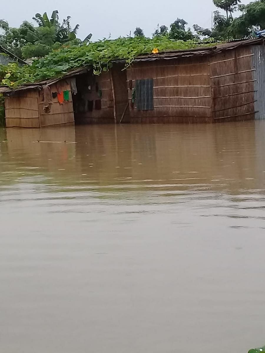 A flood-hit village in Assam on Thursday