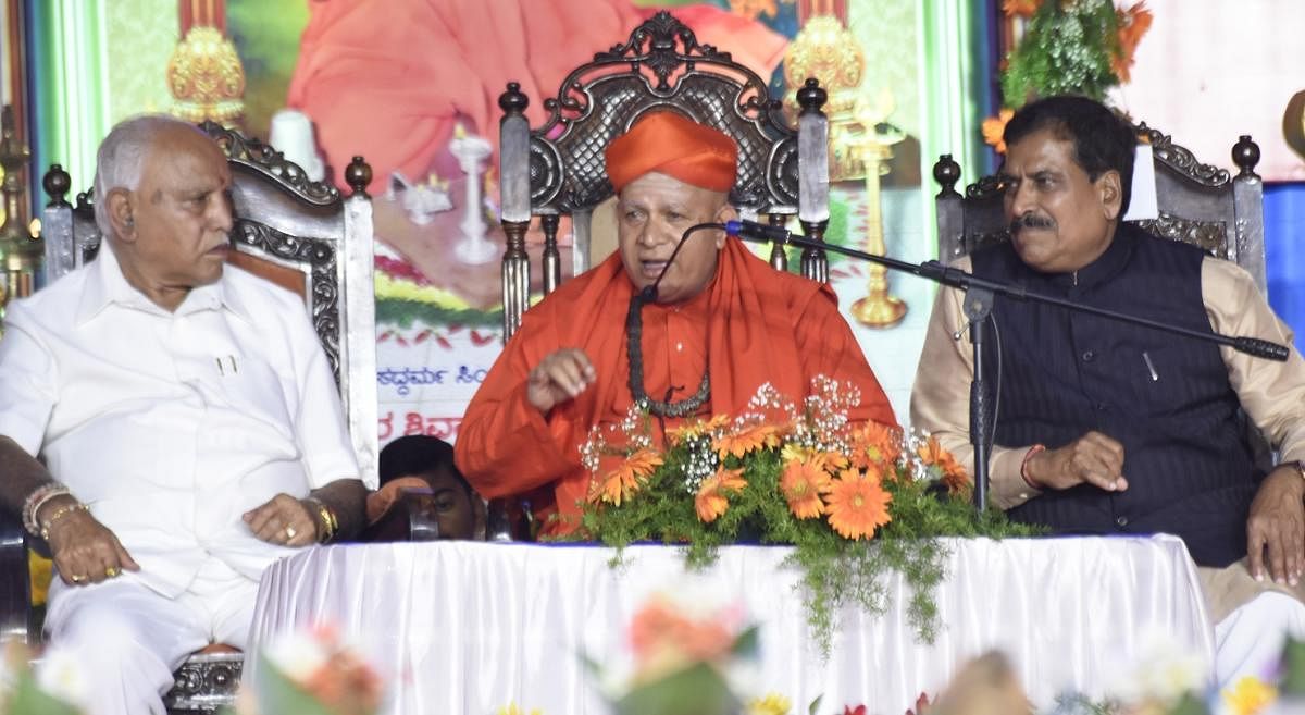 CM B S Yediyurappa participates in a religious function at Chitradurga recently.