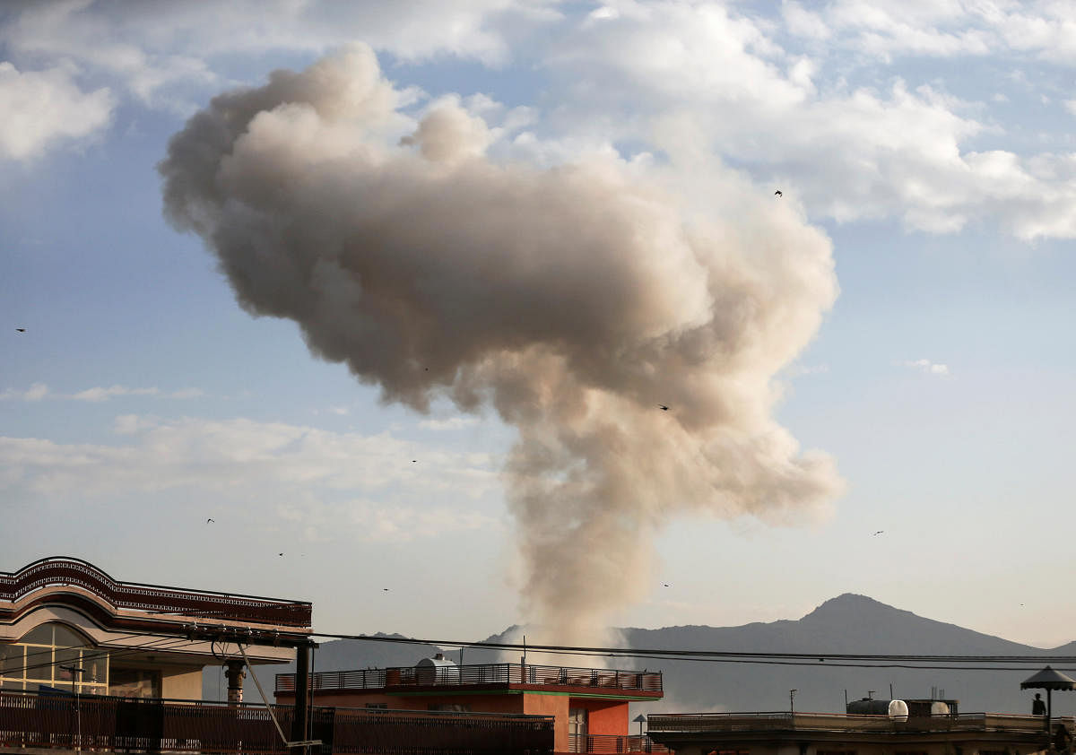 Smoke rise after a suicide bomb blast in Kabul, Afghanistan November 13, 2019. (Photo by Reuters)