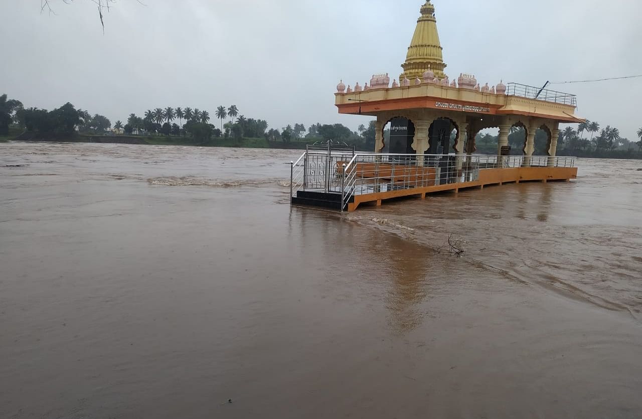 The River Krishna is yet again in spate due to heavy rains for the last two-days and submerged the the bridge between Kallola and Yadur in Chikkodi districts and flooded the famous Datta Mandir.