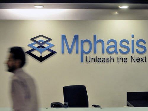 Mphasis logo at the company's office in Bengaluru, India. (Photo by Reuters)