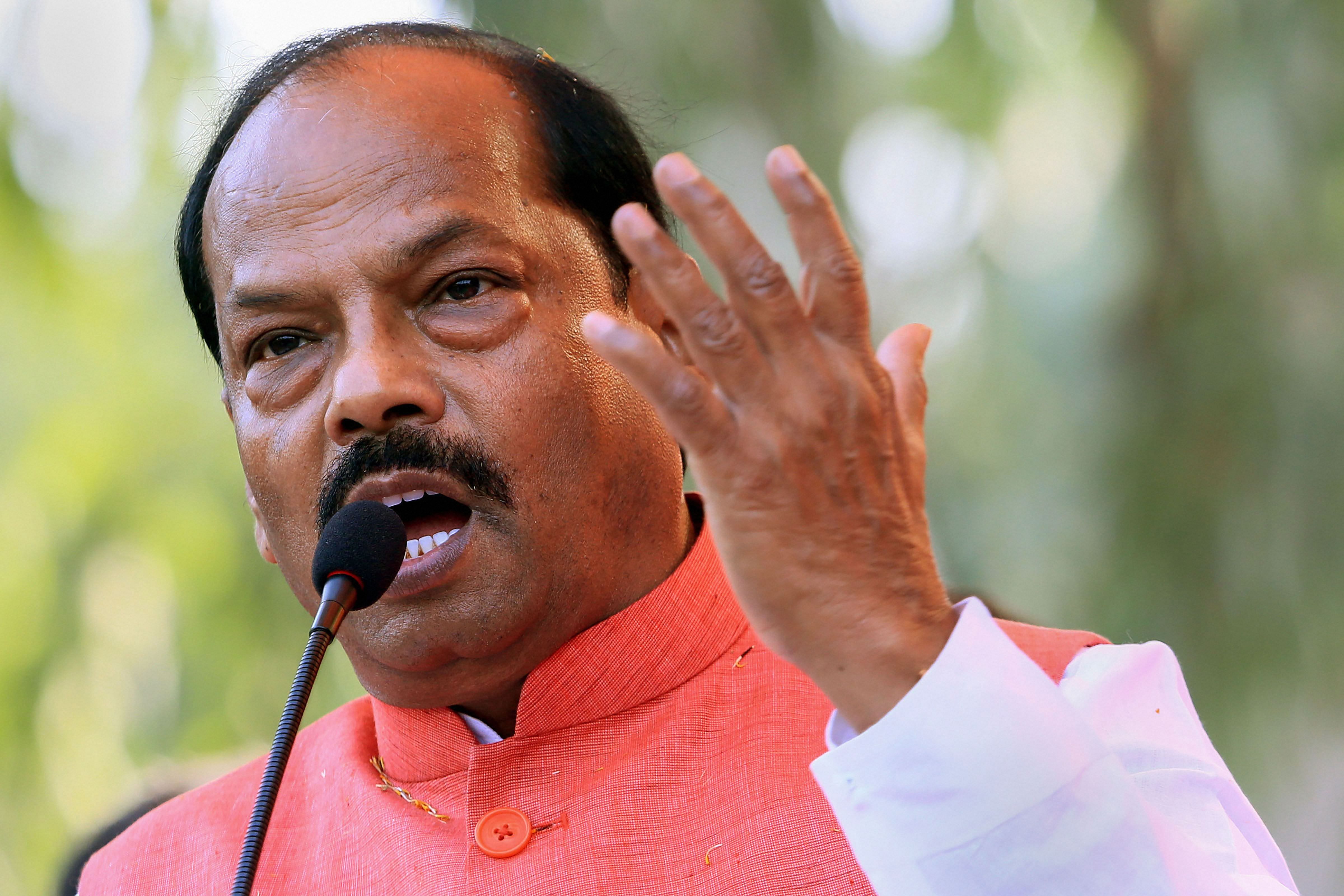 Jharkhand Chief Minister Raghubar Das addresses a public meeting after announcement of BJP's Palamu district candidates for upcoming Jharkhand Assembly Elections, in Daltanganj under Palamu district. (PTI Photo)