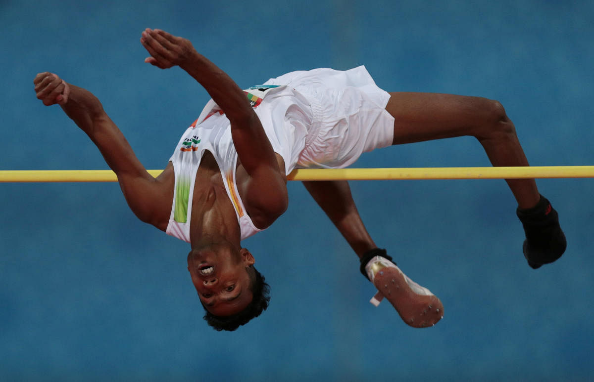 India's Mariyappan Thangavelu in action during the Men's High Jump T63 Final. (Photo by REUTERS)