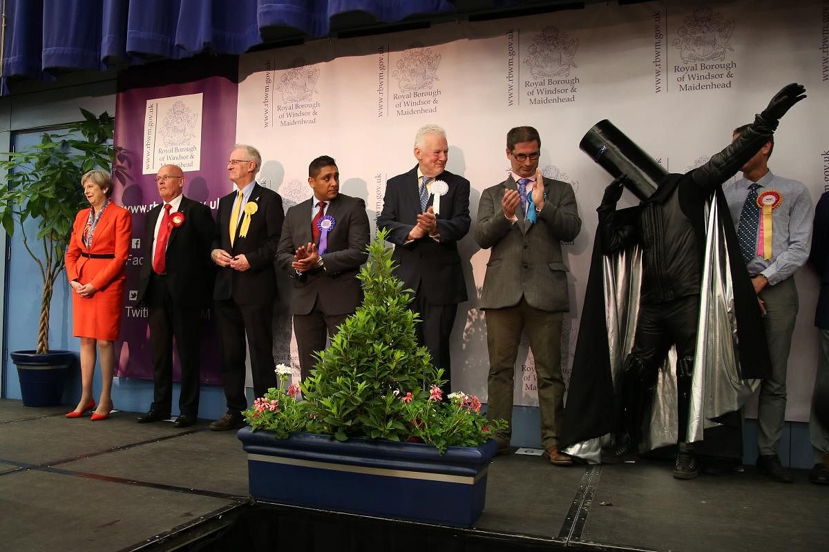 Lord Buckethead -- who bills himself as "mankind's greatest hope for survival" and "a low-budget Darth Vader with a heart" -- is a familiar figure on the British political scene, having stood against prime ministers since 1987. AFP