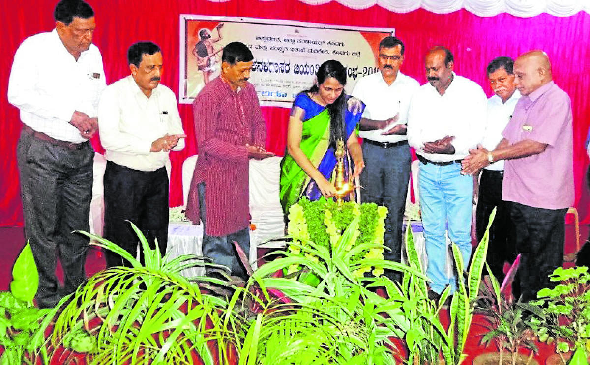 Kodagu Deputy Commissioner Annies Kanmani Joy inaugurates Kanakadasa Jayanti celebrations in Madikeri on Friday.