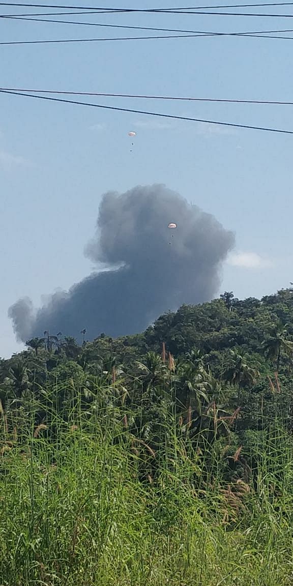 A MiG-29K fighter aircraft crashed in Goa soon after it took off for a training mission. (Photo: Twitter)
