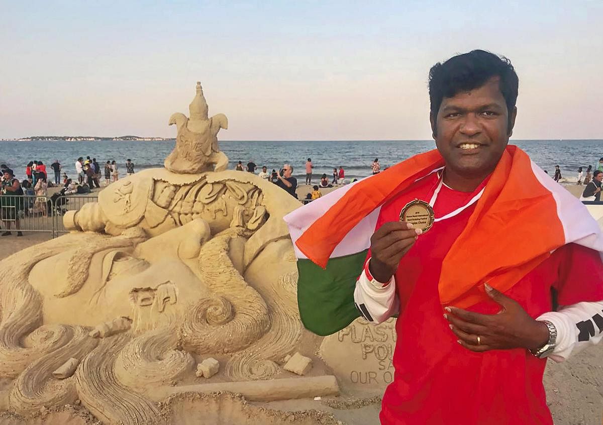 Sudarsan Pattnaik, the famous sand artist of India. (PTI Photo)