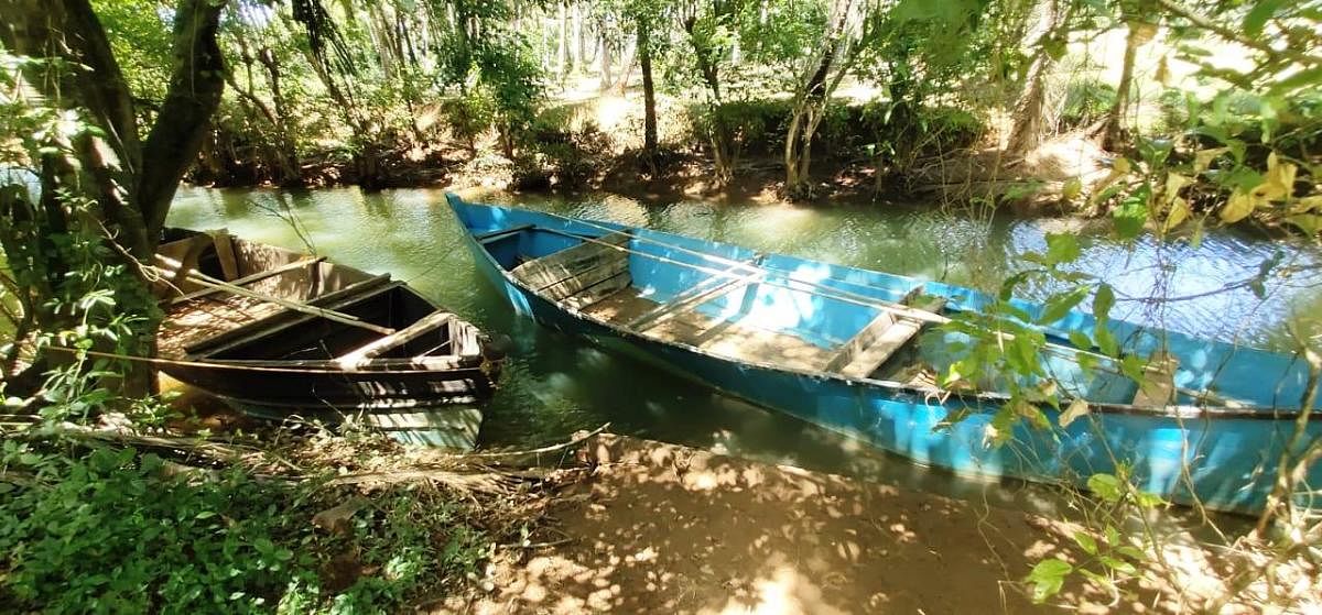 A boat used for illegal sand extraction in Kundapur taluk.