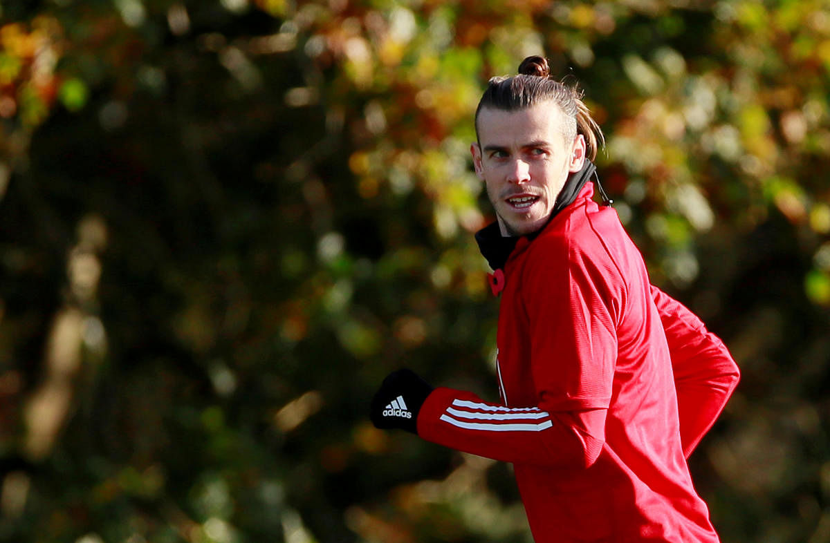 Wales' Gareth Bale during training. (Reuters Photo)