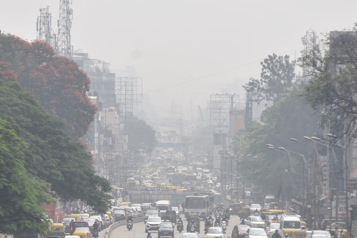 Cloudy weather is seen in Bengaluru on Friday. Photo by S K Dinesh