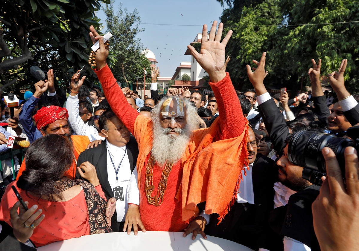 Mahant Dharam Das, chief Priest of Nirmohi Akhara. (Photo by REUTERS)