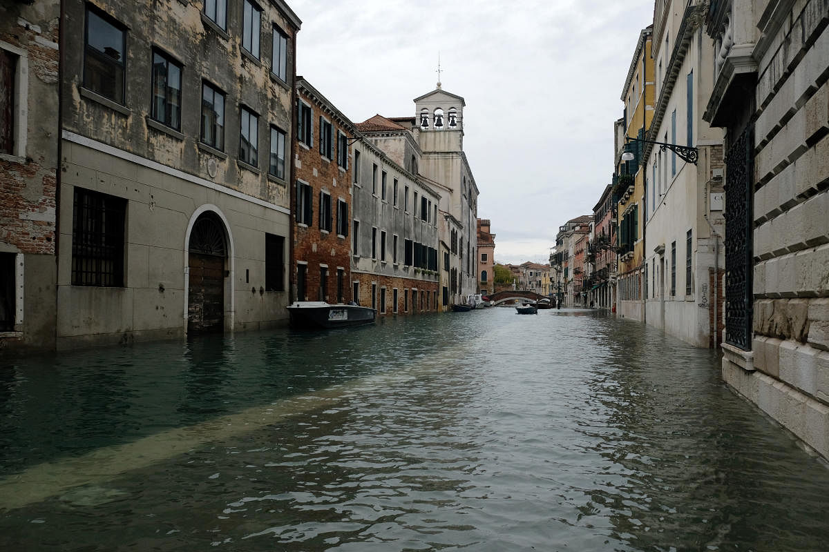 A view of a flooded street of Venice. (Photo by REUTERS)