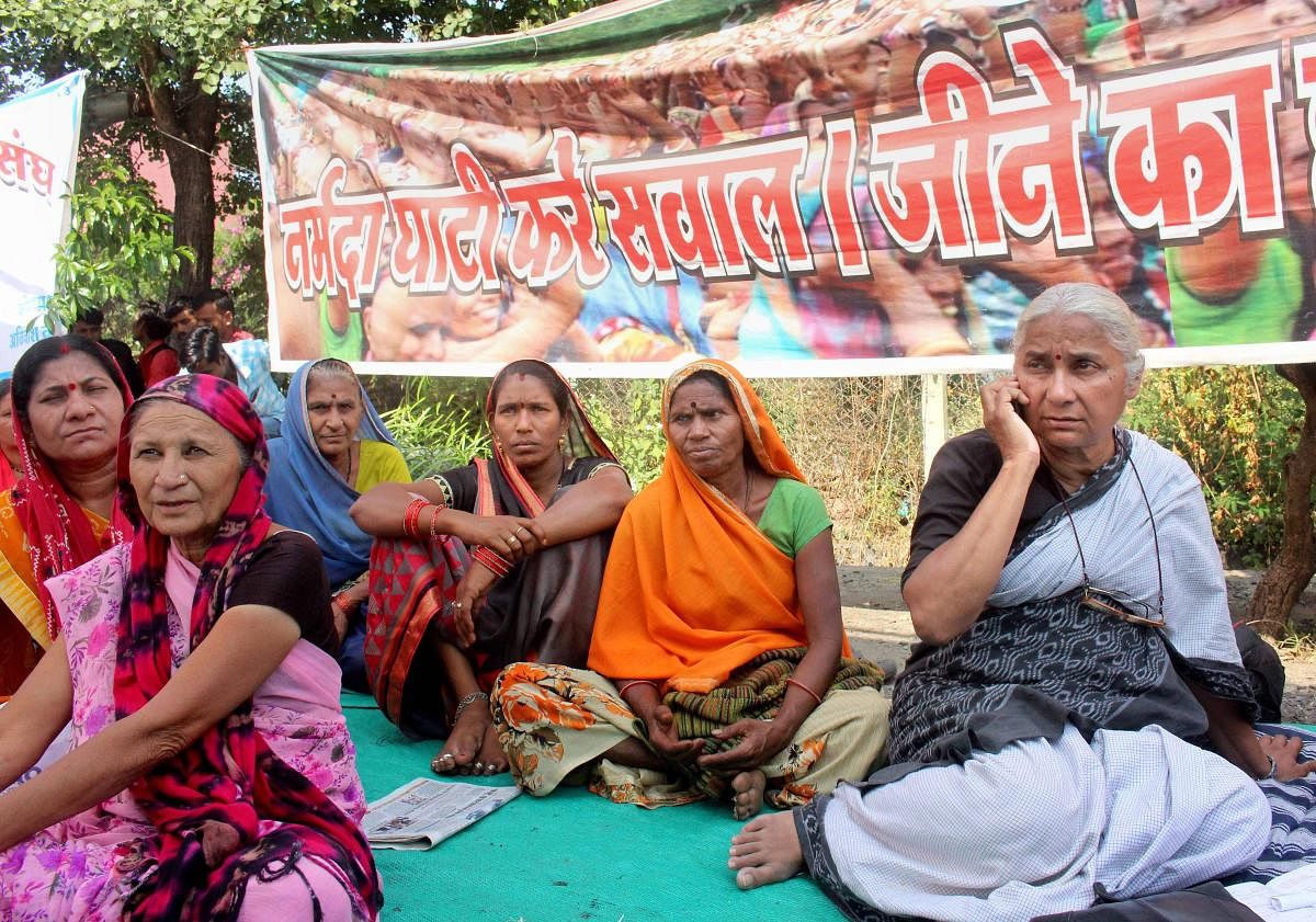 Hundreds of protesters, most of them affected by the dam, are taking part in the agitation which started on Saturday, NBA activists said. Photo/PTI