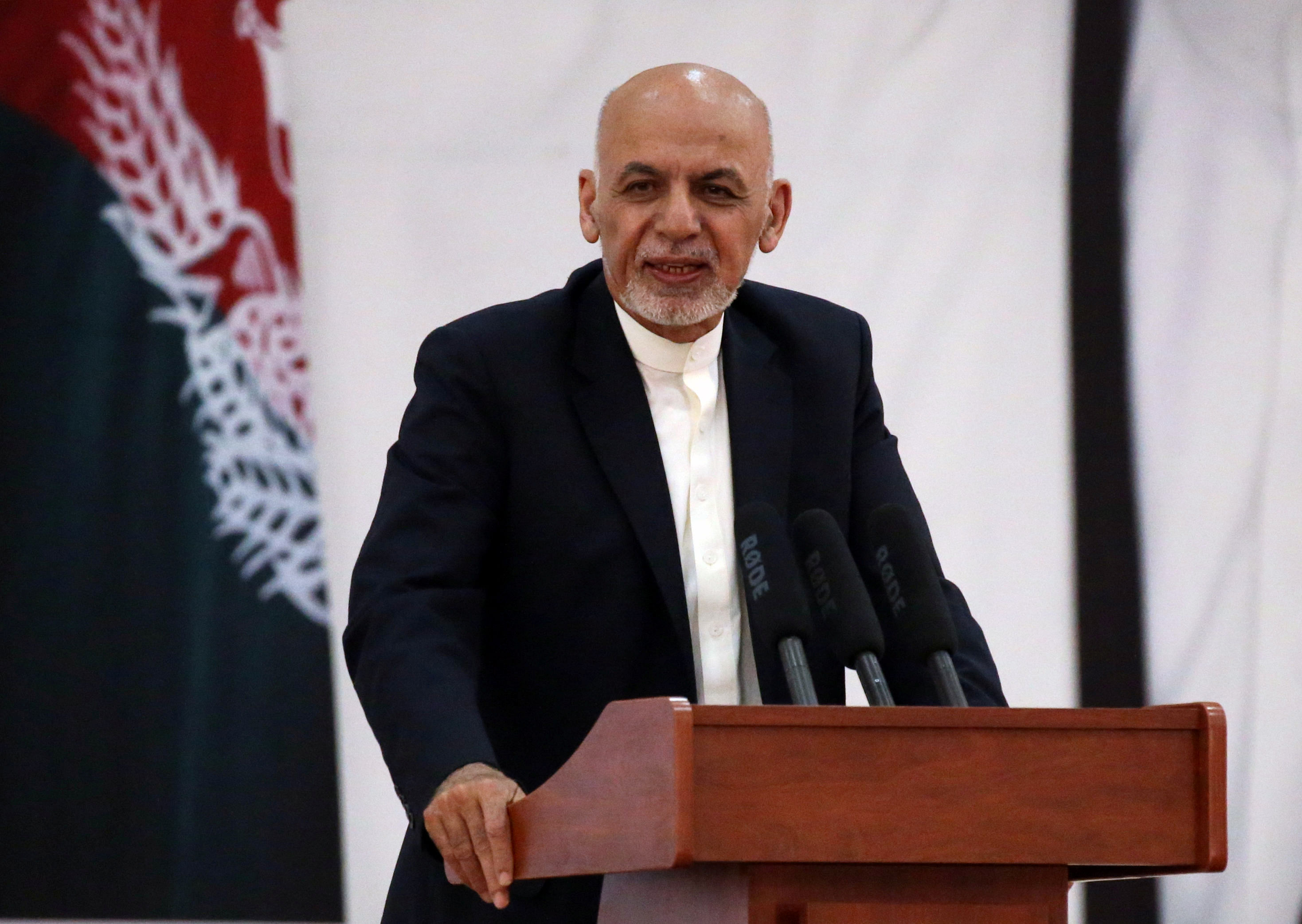Afghanistan's President Ashraf Ghani speaks during an event with Afghan security forces in Kabul. (Reuters Photo)