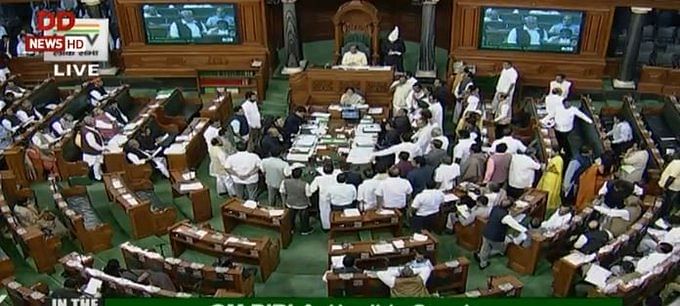 More than 20 members from the Congress and the National Conference trooped into the Well of the House during the Question Hour even as Speaker Om Birla asked them repeatedly to go back to their seats.