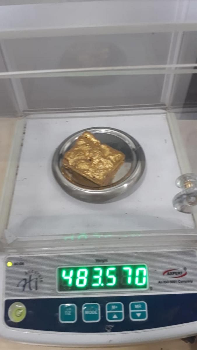 The 24-carat gold, worth Rs 18.47 lakh, seized from a passenger at Mangalore International Airport on Tuesday.