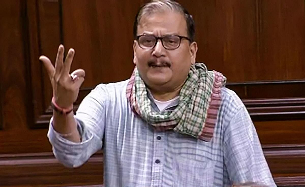 RJD MP Manoj K Jha speaks in the Rajya Sabha during the Winter Session of Parliament. PTI