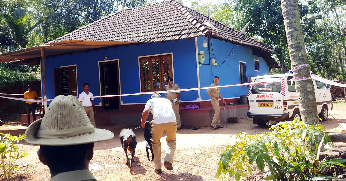 The house at Hosamaru in Kuriyada village, Puttur taluk, which witnessed a double murder, was cordoned off to public on Tuesday.