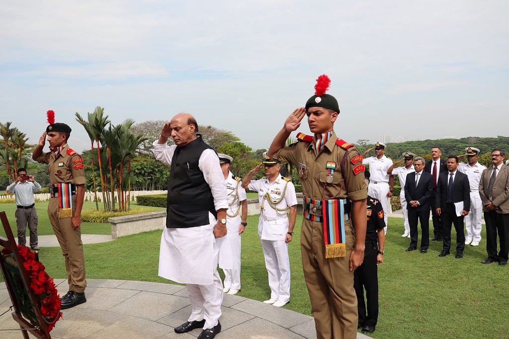 The defence minister arrived here on Monday night on a two-day visit. Photo/Twitter (@rajnathsingh)
