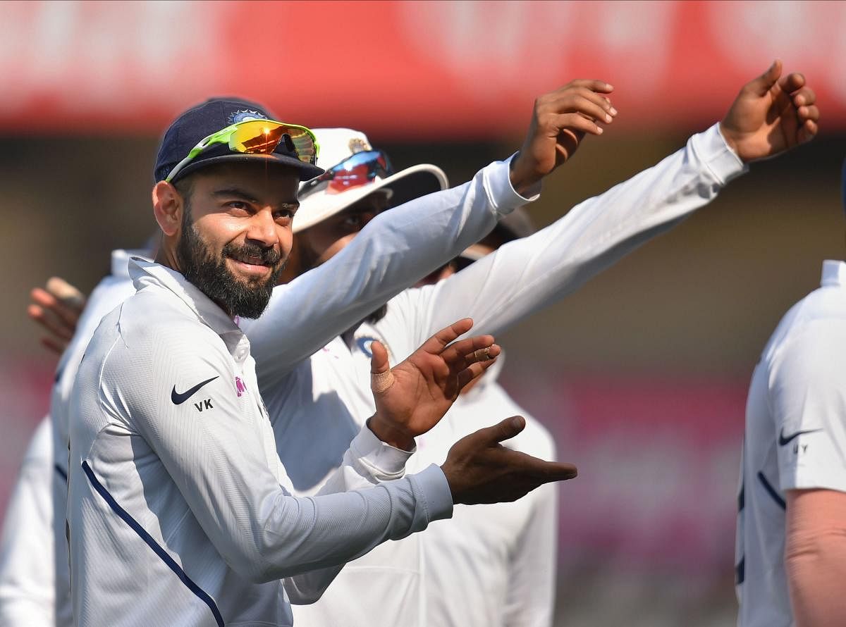 Indian captain Virat Kholi during the first day of the first Test match between India and Bangladesh at the Holkar Cricket Stadium, in Indore. Representative Image. (PTI Photo)