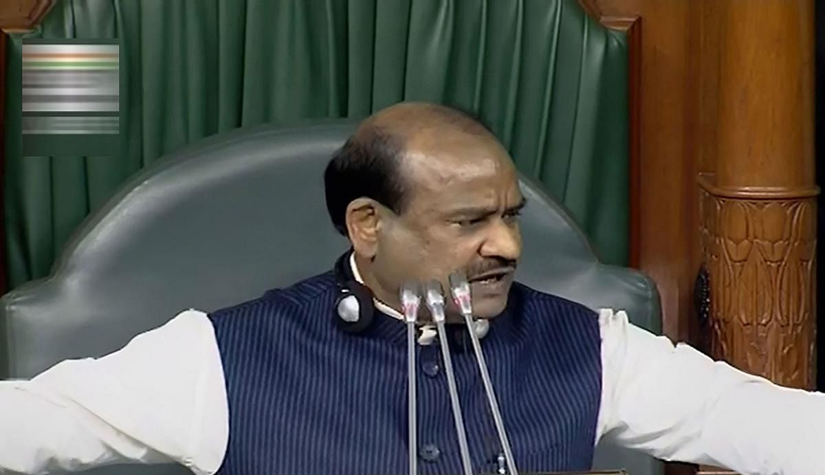 Speaker Om Birla conducts proceedings in the Lok Sabha during the Winter Session of Parliament, in New Delhi. (PTI Photo)
