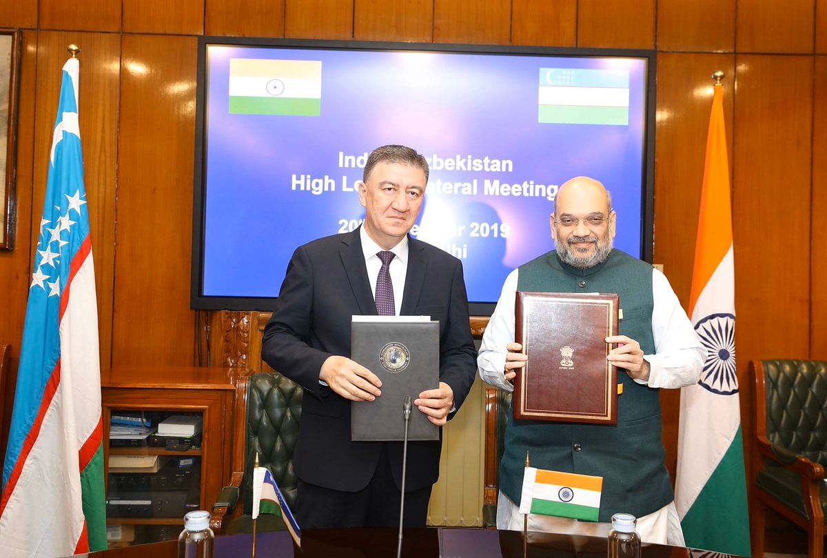 The agreement was signed by Union Home Minister Amit Shah and his Uzbekistan counterpart Pulat Bobojonov here to further increase cooperation between India and Uzbekistan in diverse fields including counter-terrorism, organized crime, and human trafficking, said a statement issued by the ministry. (Twitter/@AmitShah)