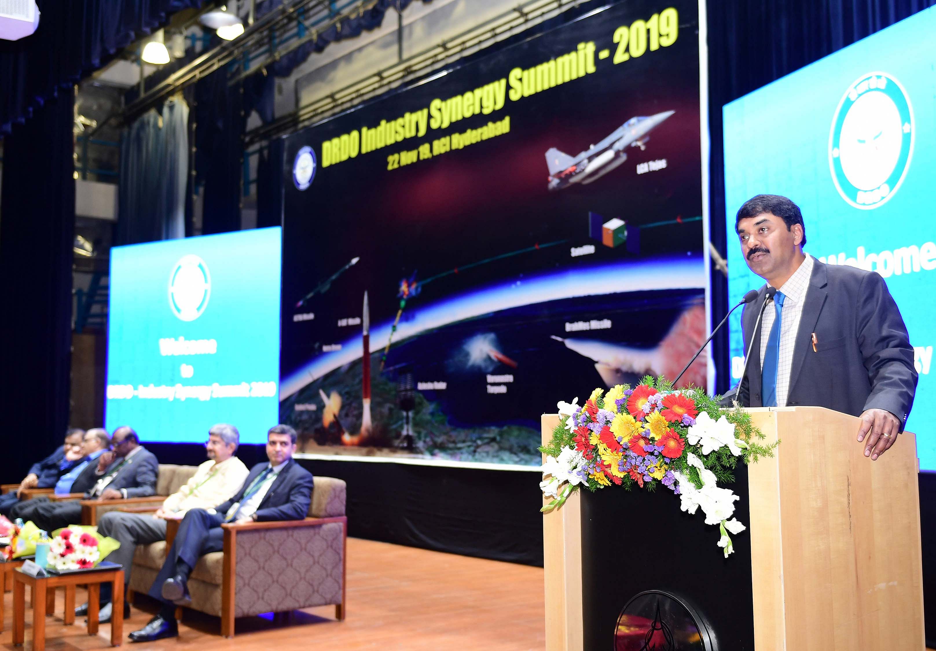 Dr G. Satheesh Reddy, Chairman, DRDO and Secretary DD (R&D) Delivering the inaugral address at the DRDO Industry Energy Summit. (DH Photo)