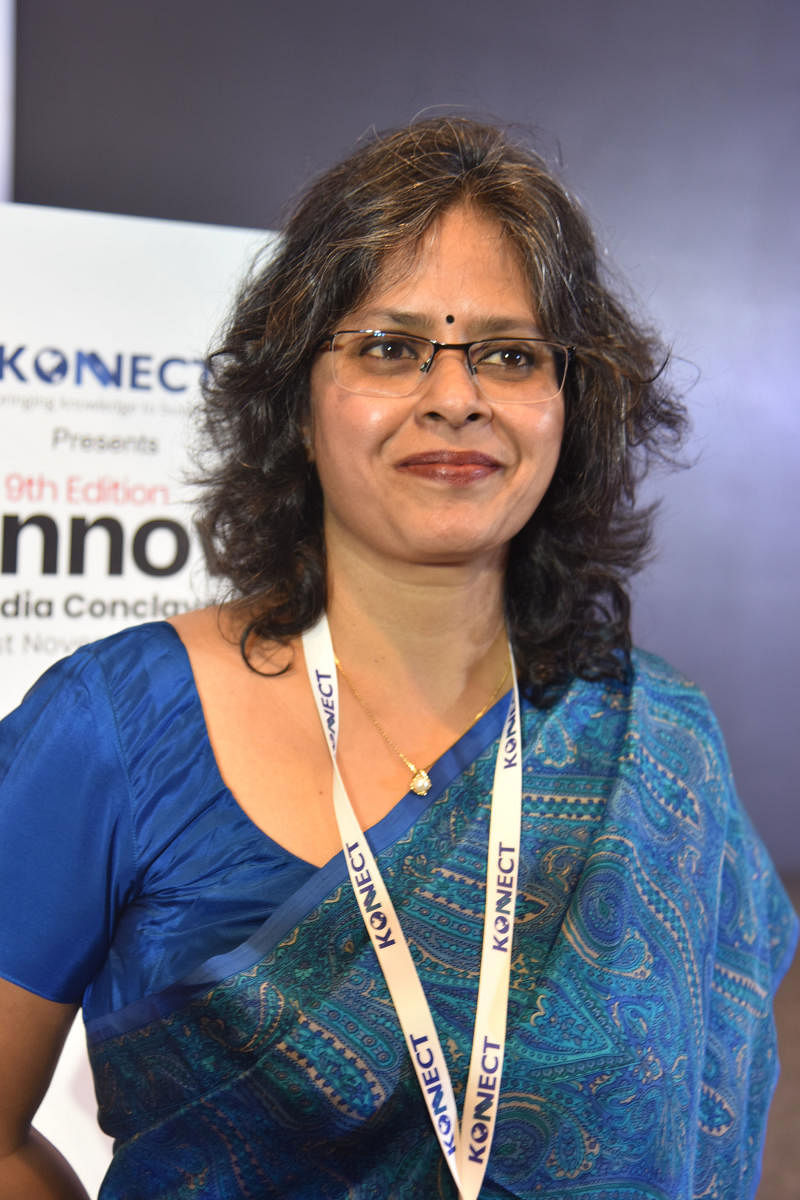 Rituparna Mandal, General Manager, MediaTek Bengaluru at IoT innovation India conclave and exhibition by Konnect at Taj hotel in Bengaluru on Thursday Photo by S K Dinesh