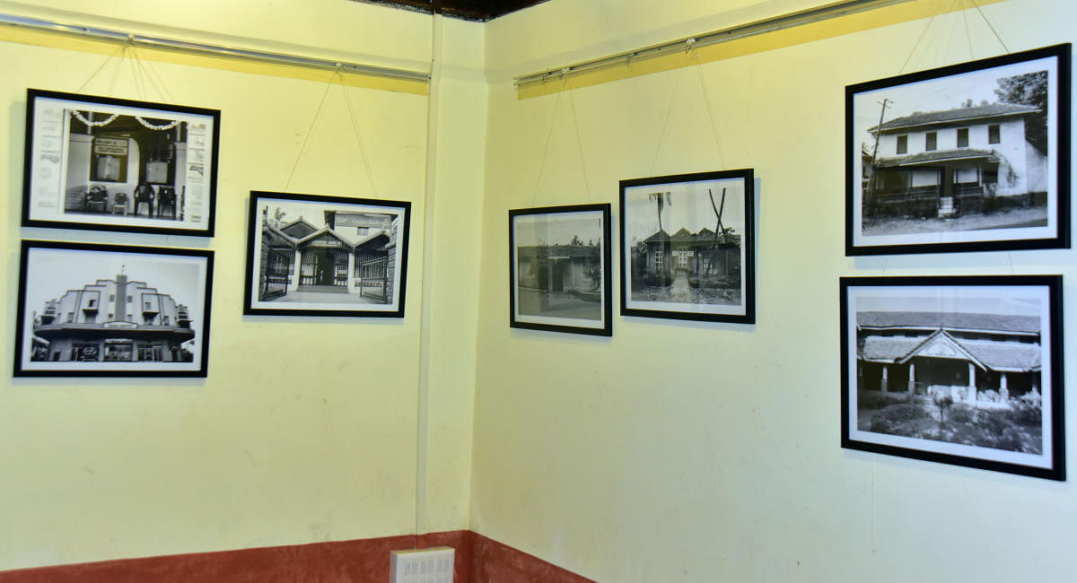 Photographs of buildings in Mangaluru displayed at exhibition ‘Tracing the Roots’ at Kodial Guthu (West), Ballalbagh.