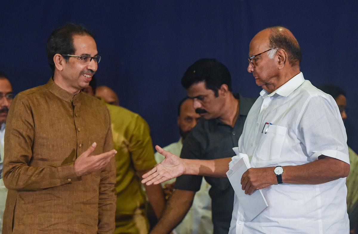 NCP President Sharad Pawar and Shiv Sena Chief Uddhav Thackeray. (PTI Photo)