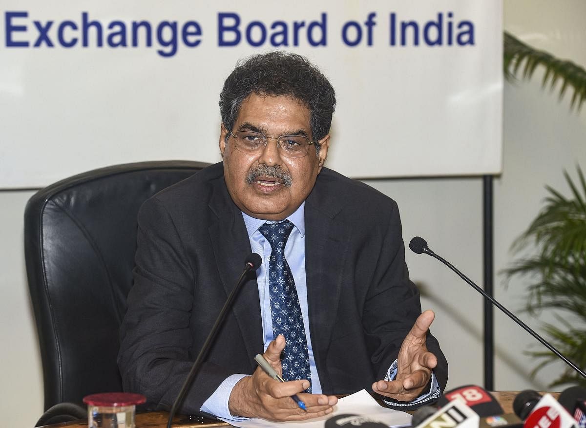 SEBI Chairman Ajay Tyagi addresses a press conference in Mumbai, Wednesday, Nov. 20, 2019. (PTI Photo)