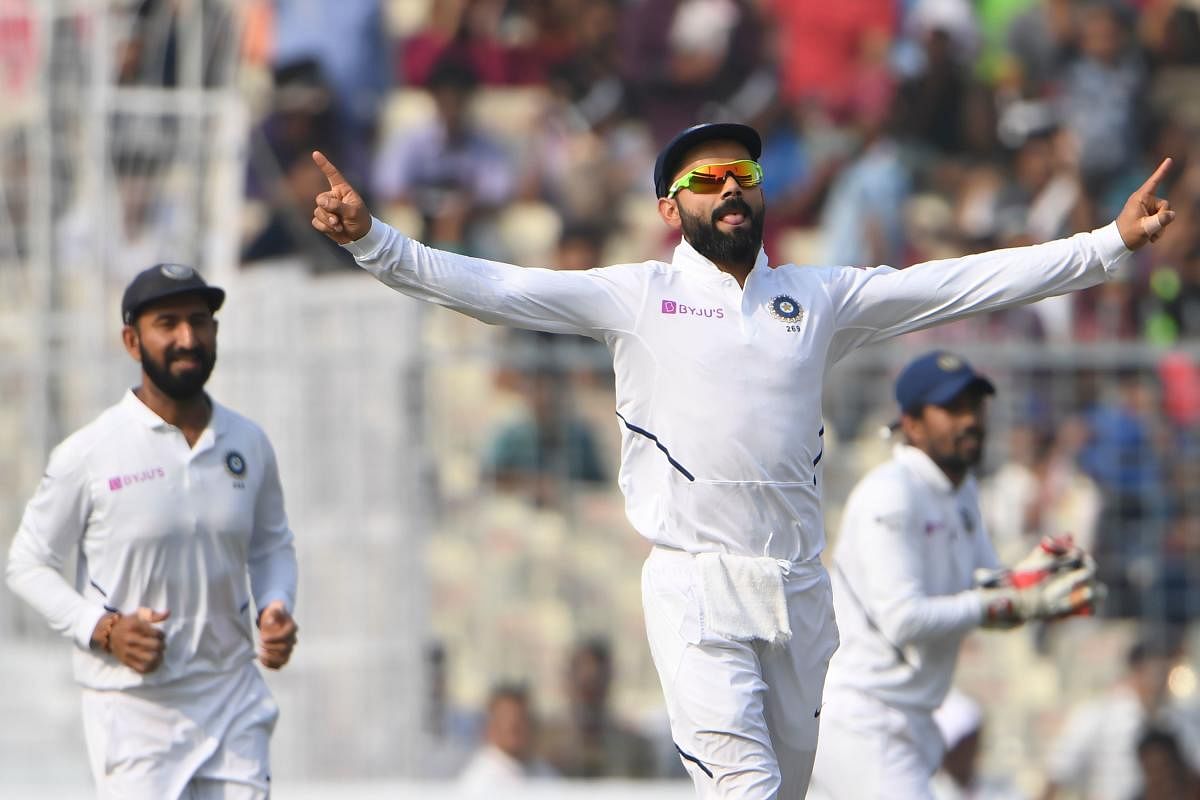 The Virat Kohli-led side eventually completed the job for in less than 50 minutes for their fourth straight innings victory, becoming the first team do so. (Photo by AFP)