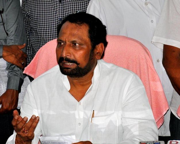 In a complaint, the Congress accused Raghavendra, Chief Minister B S Yediyurappa’s son, and DyCM Laxman Savadi (in pic) , of coercing JD(S) candidates Shivalinga Shivacharya Swami (Hirekerur) and Guru Dashyal (Athani) into withdrawing their nominations.