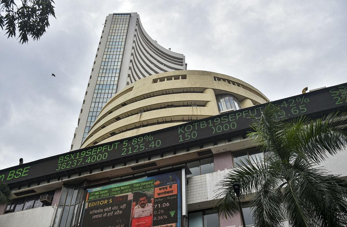 Stock prices displayed on a digital screen outside BSE building, in Mumbai, Friday, Sept. 20, 2019. (PTI Photo)