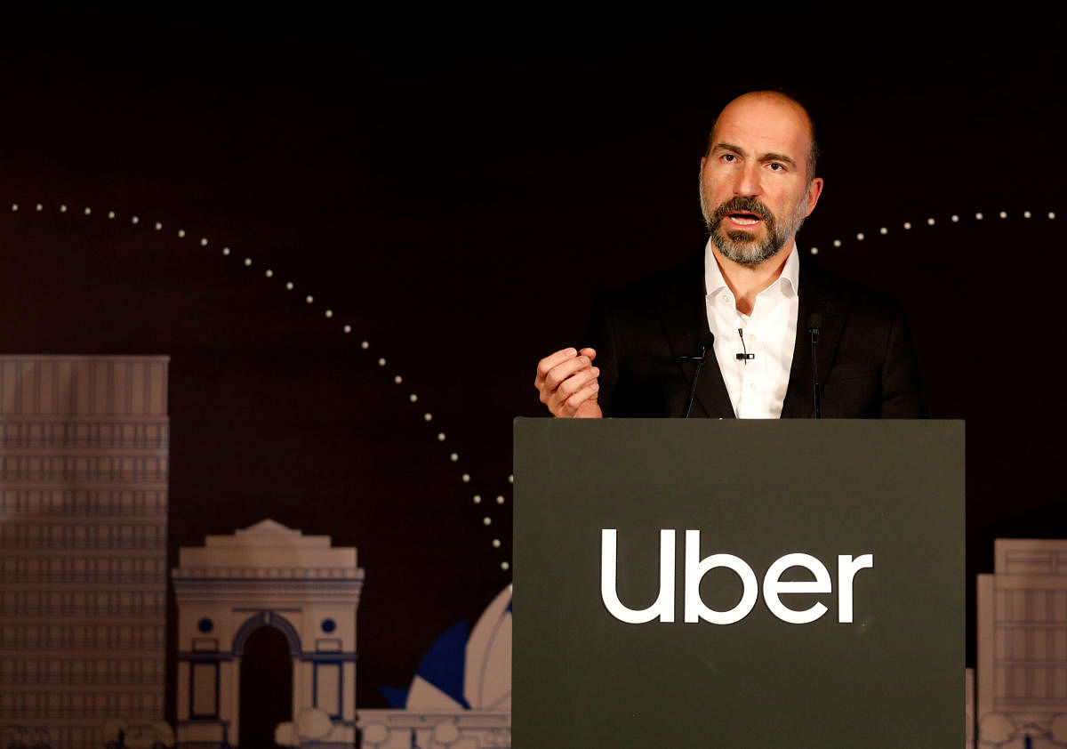Uber CEO Dara Khosrowshahi speaks to the media at an event. Representative Image. (Reuters Photo)