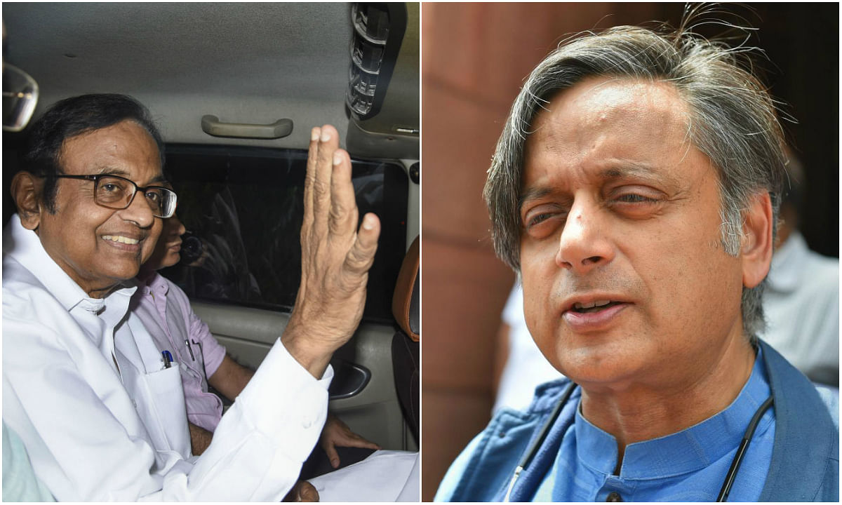 Tharoor was accompanied by Chidambaram's son Karti Chidambaram. (PTI Photos)